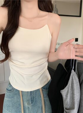 法式透明肩带小吊带背心内搭美背文胸一体打底自带胸垫上衣春装