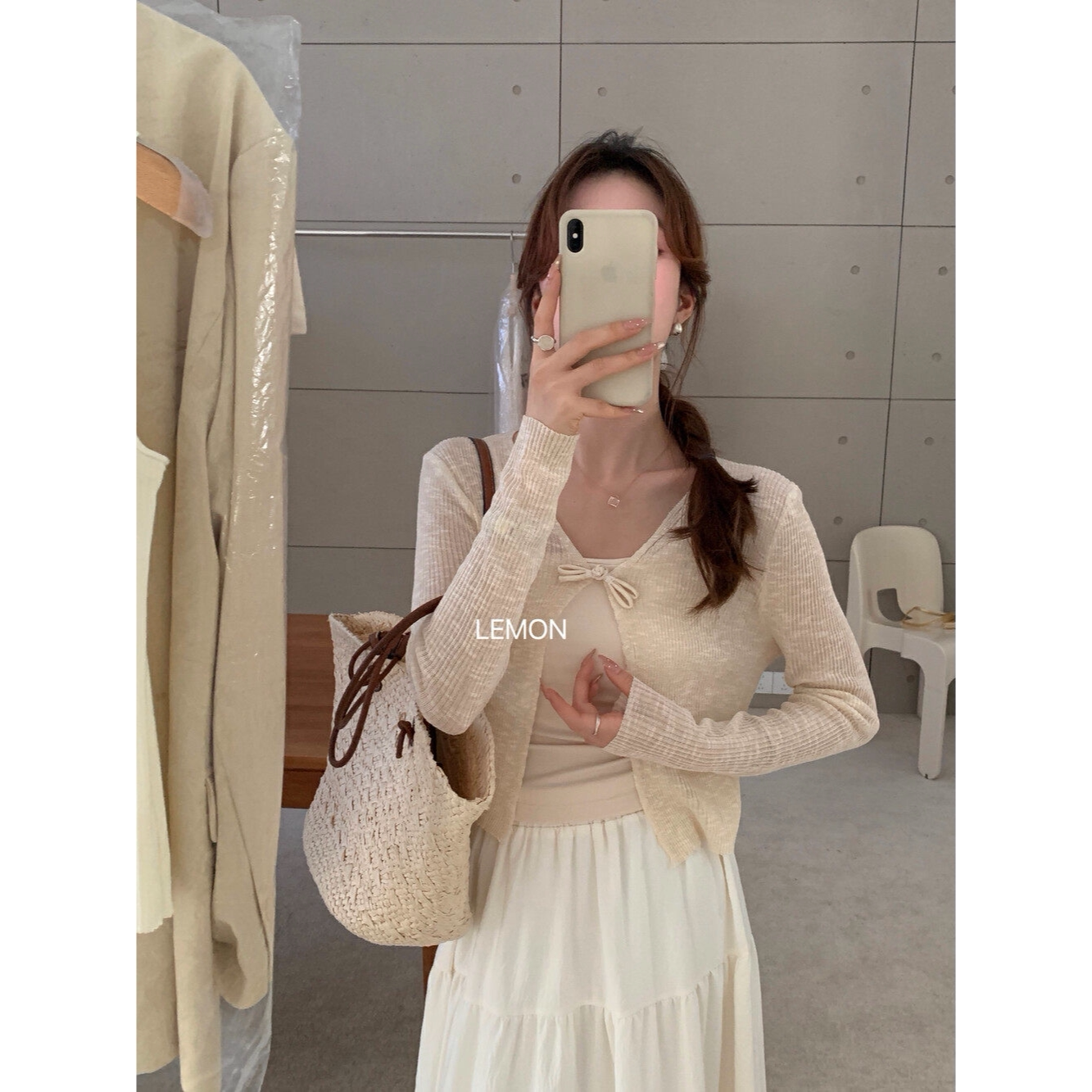 新中式盘扣V领防晒针织开衫女夏季冰丝披肩外搭配吊带裙罩衫上衣