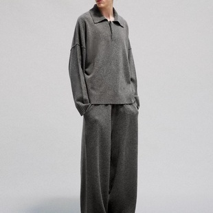 刺绣不规则纽扣Oversize廓型针织套头Polo Prefab 实体现货 Epide