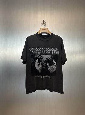 实体现货 False Perception Vintage欲望深渊印花水洗做旧短袖T恤