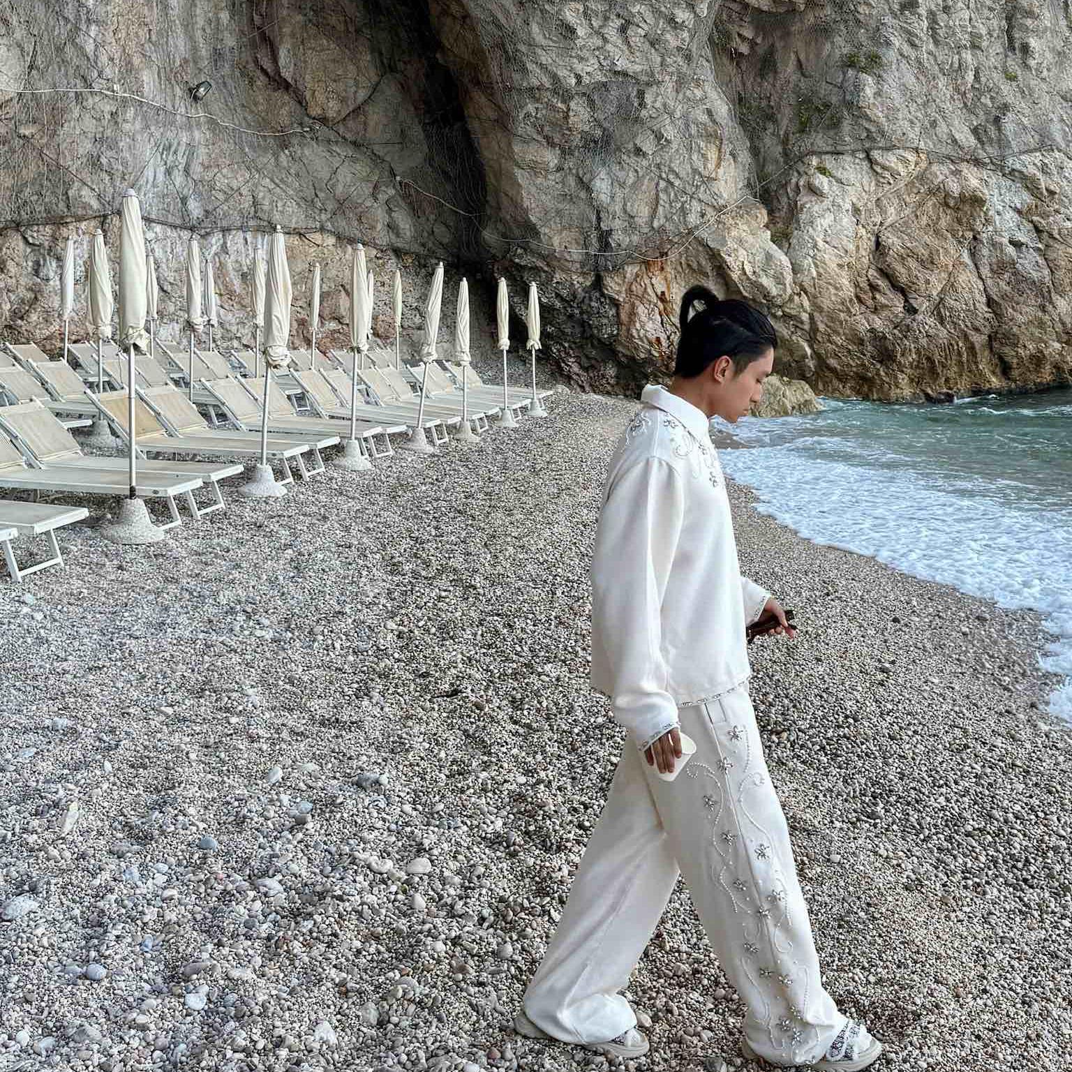 实体现货 Birth Of Royal Child Borc 永生花藤蔓镶钻珍珠微喇裤