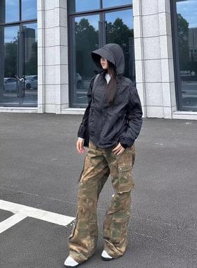 实体现货 The Salvages 水洗多口袋经典树叶迷彩工装A字形长裤