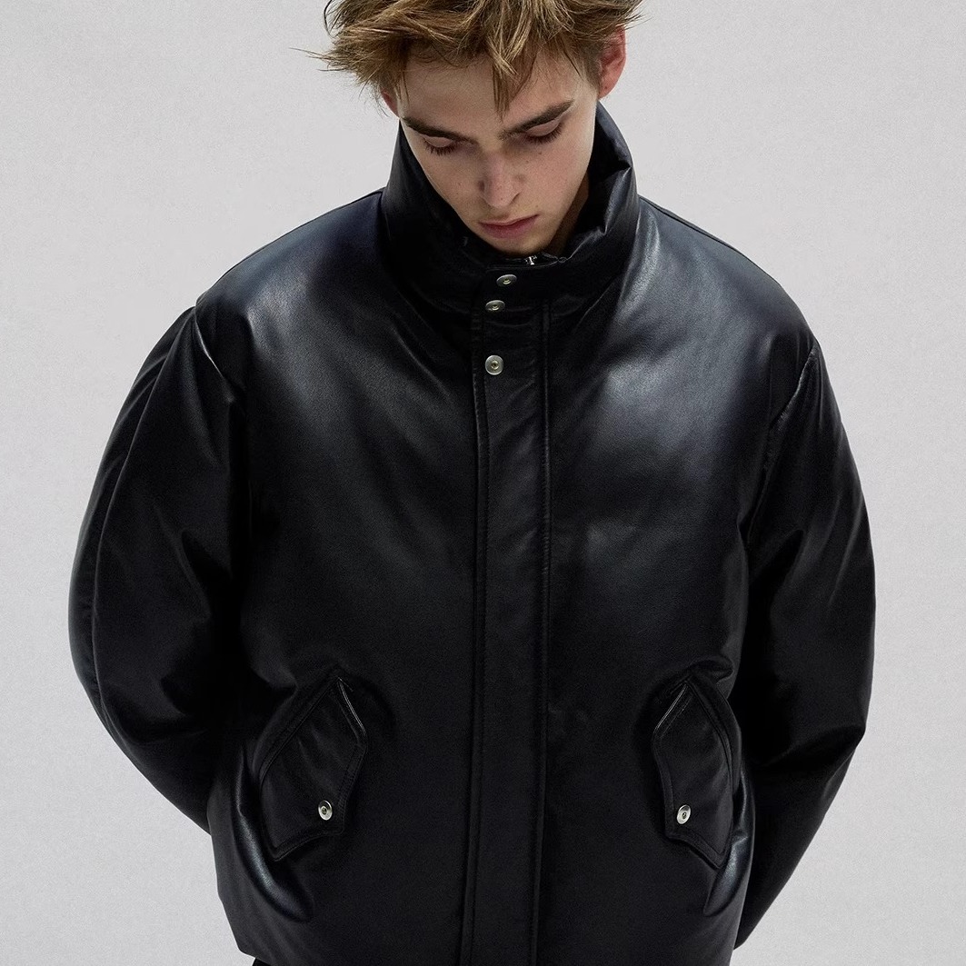 实体现货 Epide Prefab 白鹅绒小羊皮革厚款羽绒服极简夹克外套