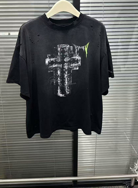 实体现货 Panq BLADE DESTROYED 日产水洗破坏logo短袖