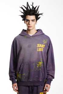 实体现货 Sssaint Louis 多色水洗泼墨logo套头帽衫
