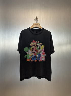 实体现货 False Perception 马里奥全家福创意趣味做旧休闲短袖T