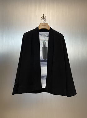 实体现货 Galliano Landor 黑色羊毛丝绸道袍开衫双面穿外套