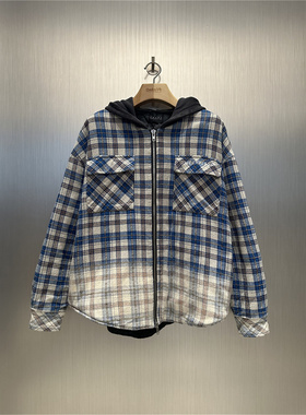 实体现货 False Perception  Drop 4 假两件格子衬衫棉服夹克外套