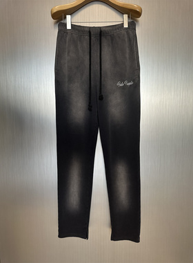 实体现货 False Perception 阳光褪色水洗黑色刺绣抽绳卫裤休闲裤