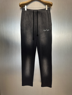 休闲裤 实体现货 阳光褪色水洗黑色刺绣抽绳卫裤 Perception False