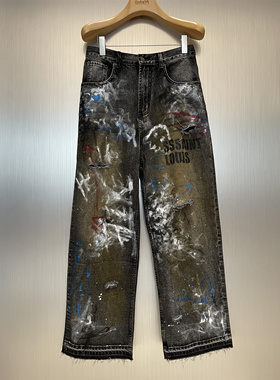 实体现货 Sssaint Louis 多色水洗做脏旧手绘涂鸦牛仔裤