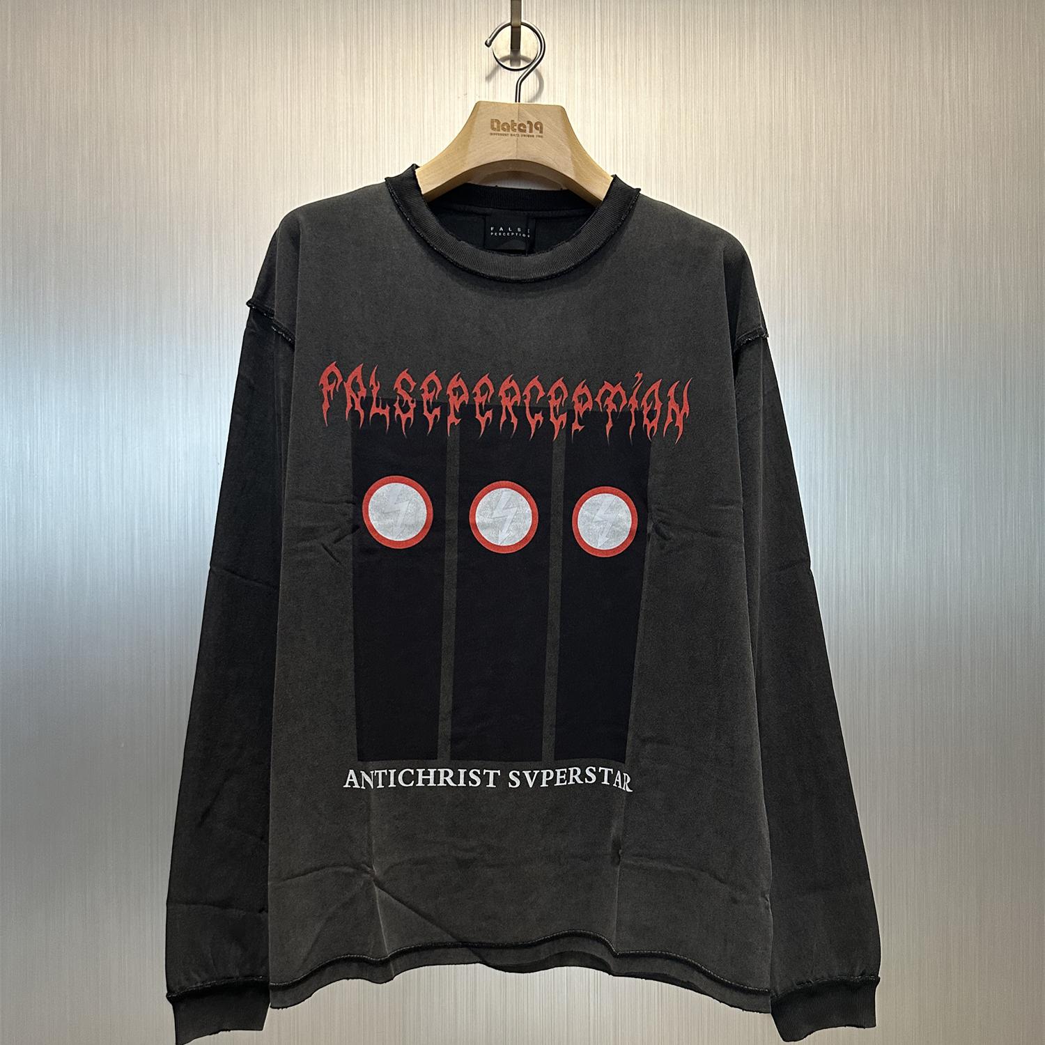 FalsePerception做旧长袖T恤