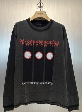 实体现货 False Perception 3M反光闪电Logo水洗做旧长袖T恤