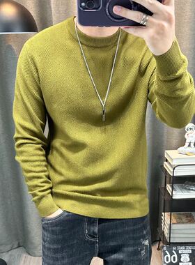 领内搭打底衫修身套头毛衣男装潮