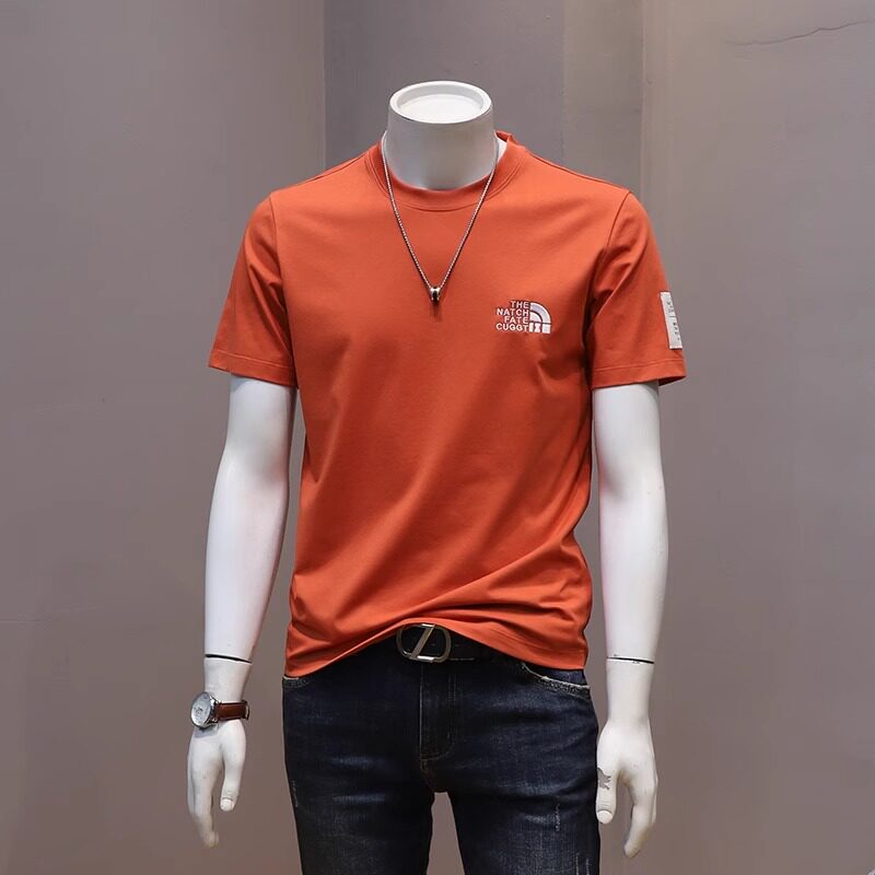 轻奢潮牌男士休闲短袖t恤衫高级感夏季新款青年潮流刺绣半袖体恤