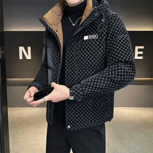 男士羽绒服冬季潮牌帅气高级感短款冬装轻薄上衣服连帽鸭绒外套男