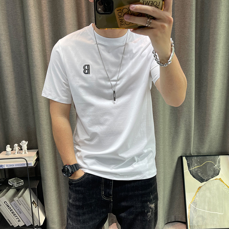 潮牌短袖t恤男夏季新款男士纯棉修身半袖体恤衫高端青年男装衣服