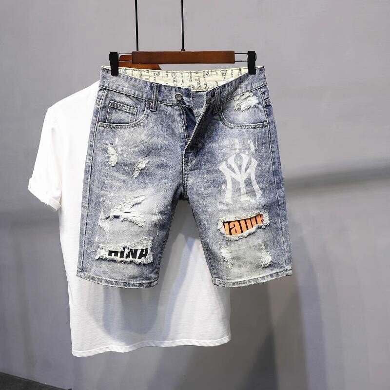 轻奢短裤男士夏季破洞潮牌