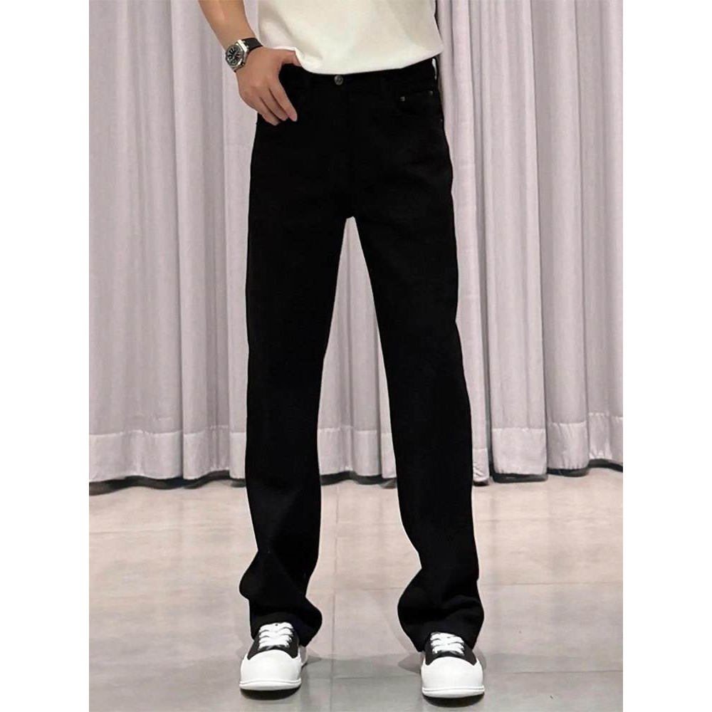 轻奢潮流男士黑色牛仔裤子秋季新款百搭宽松微阔休闲裤弹力直筒裤,男装,牛仔裤,淘宝优惠券,粉丝福利购,淘宝优惠卷