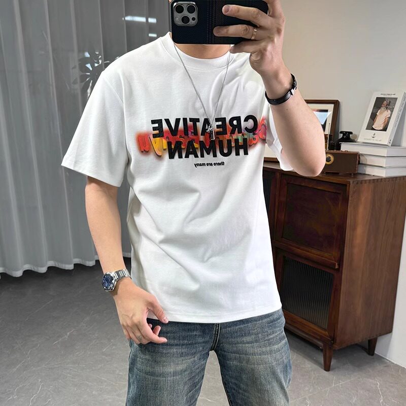 青年微松休闲半袖体恤衫潮