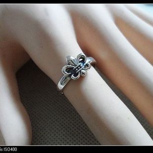 泰银 925纯银 手工银 经典军花好运活口戒指14-17男女