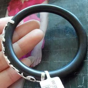 手工银 曼谷银 ph7款 式 6cm 泰银 好运幸福花乌木手镯5.9 925纯银