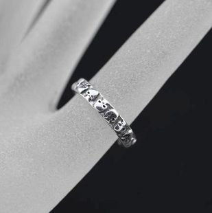 泰银 925纯银 曼谷银 手工银 骷髅英雄活口好运戒指3-8#