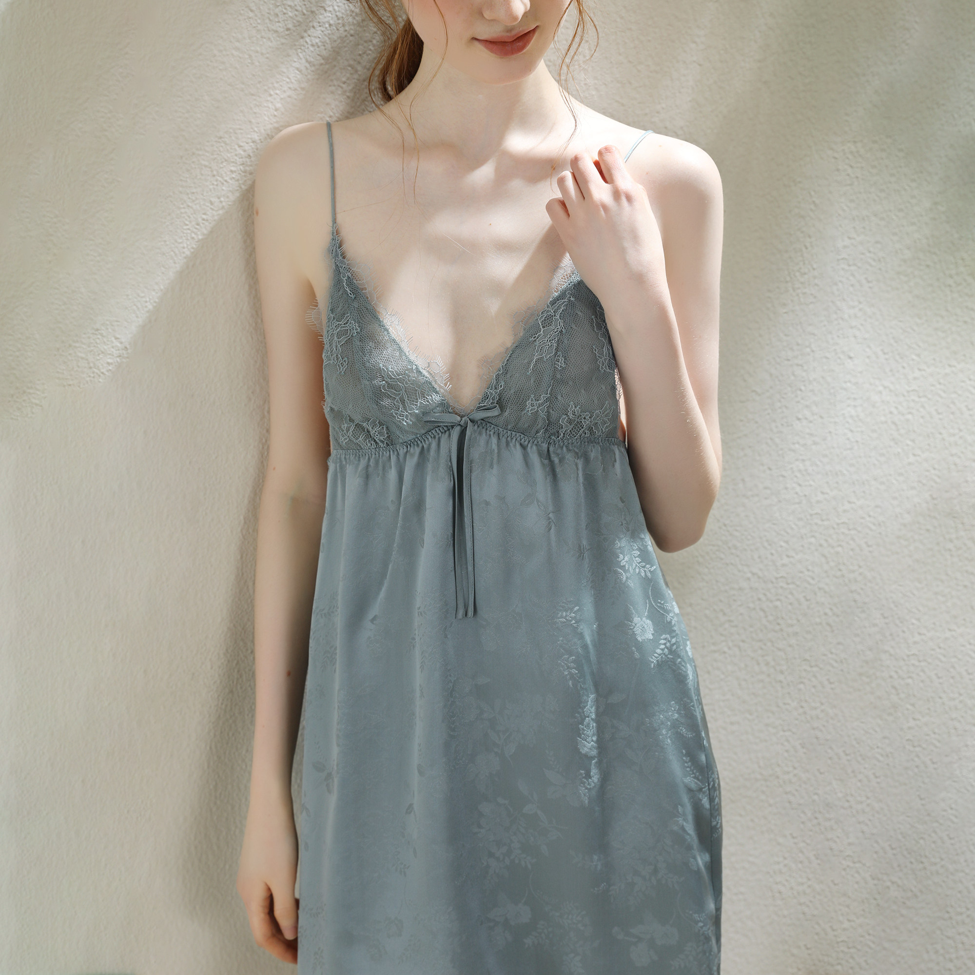 真丝提花蕾丝性感吊带睡裙女夏季2023新款睡衣