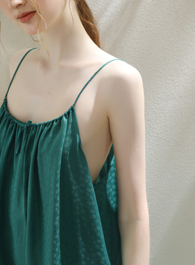 丝棉提花质感吊带睡裙女夏季2023新款睡衣