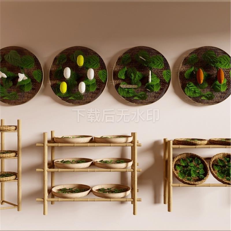 现代爬行动物 蚕 蚕茧 蚕蛹 蚕娥 桑叶竹篓竹筺 草图大师SU模型