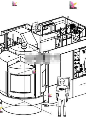 Grob五轴卧加机床CAD图纸 加透视图 加轴侧图 机床图 等