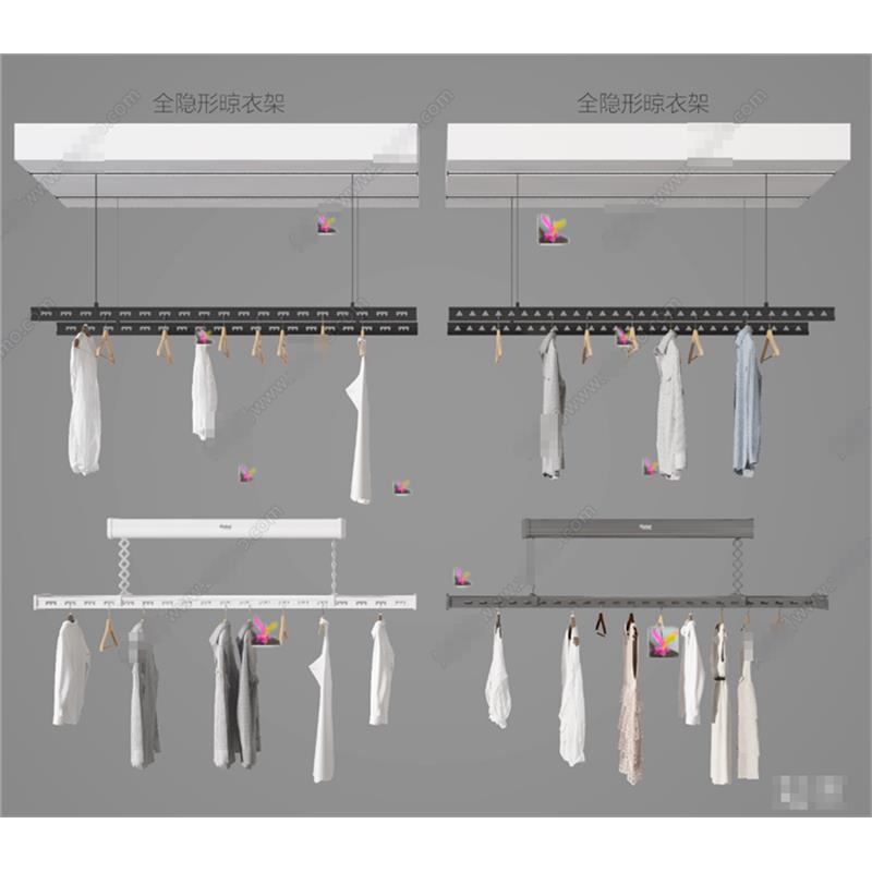 5376现代晾衣架 晾衣杆 晒衣杆 晒衣架 衣服 衣杆 衣架 SU模型