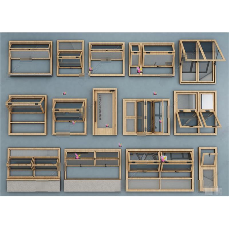 5421现代折叠窗上下折叠窗 木窗户 遮阳棚 网红折叠窗 窗框SU模型