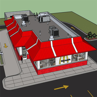 SU1797 sketchup模型库 SU模型 麦当劳快餐店餐厅规划设计SU模型