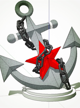 SU1411 草图大师 小品景观 精细船锚雕塑 SU模型 sketchup模型库