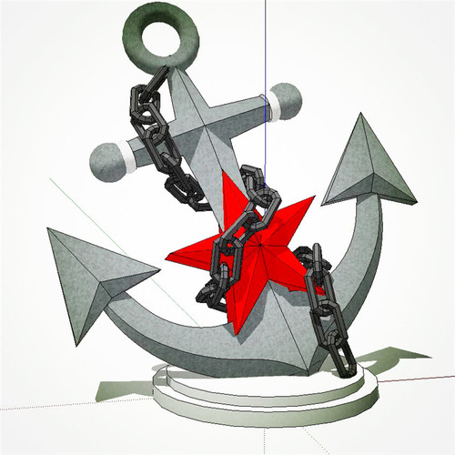 SU1411 草图大师 小品景观 精细船锚雕塑 SU模型 sketchup模型库