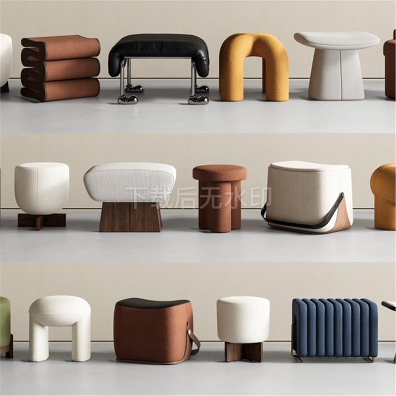 草图大师SU模型 现代沙发凳 矮凳 圆凳方凳 换鞋凳 凳子 异形凳子