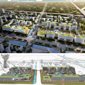 SU企业总部办公园区规划厂房科技园区企业产业园建筑景观SU模型