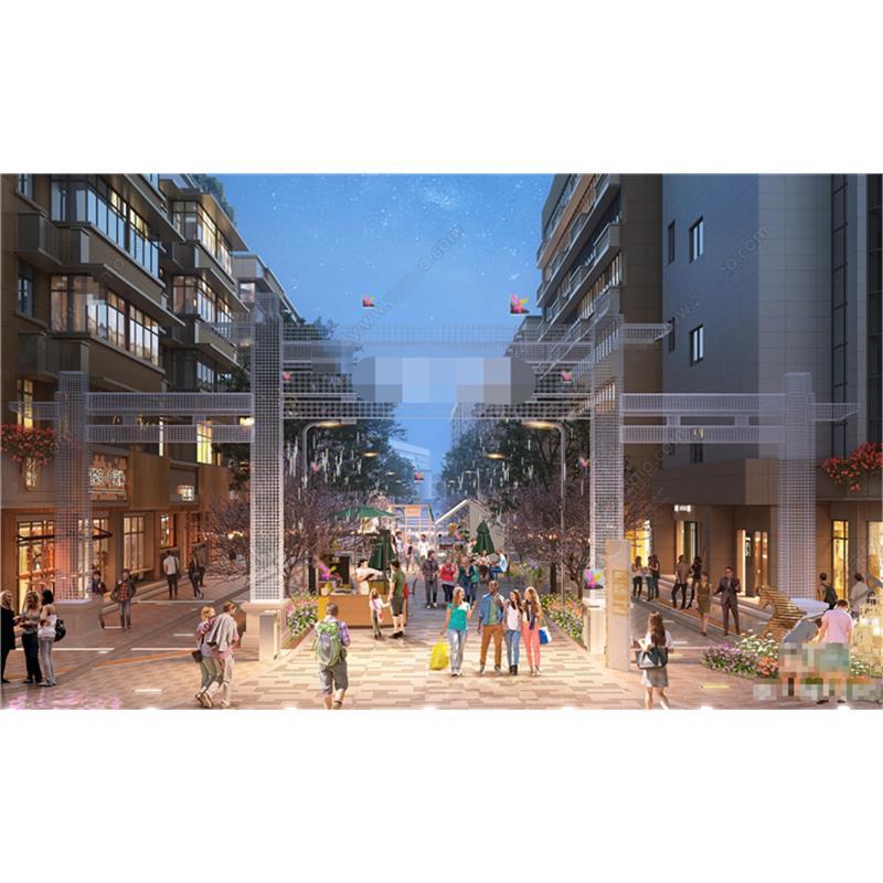 5294新中式解构风格牌坊 牌楼 商业街 步行街入口景观门楼SU模型