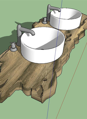 SU1923 sketchup模型库 SU模型 室内木制洗手台洗手池盆SU模型