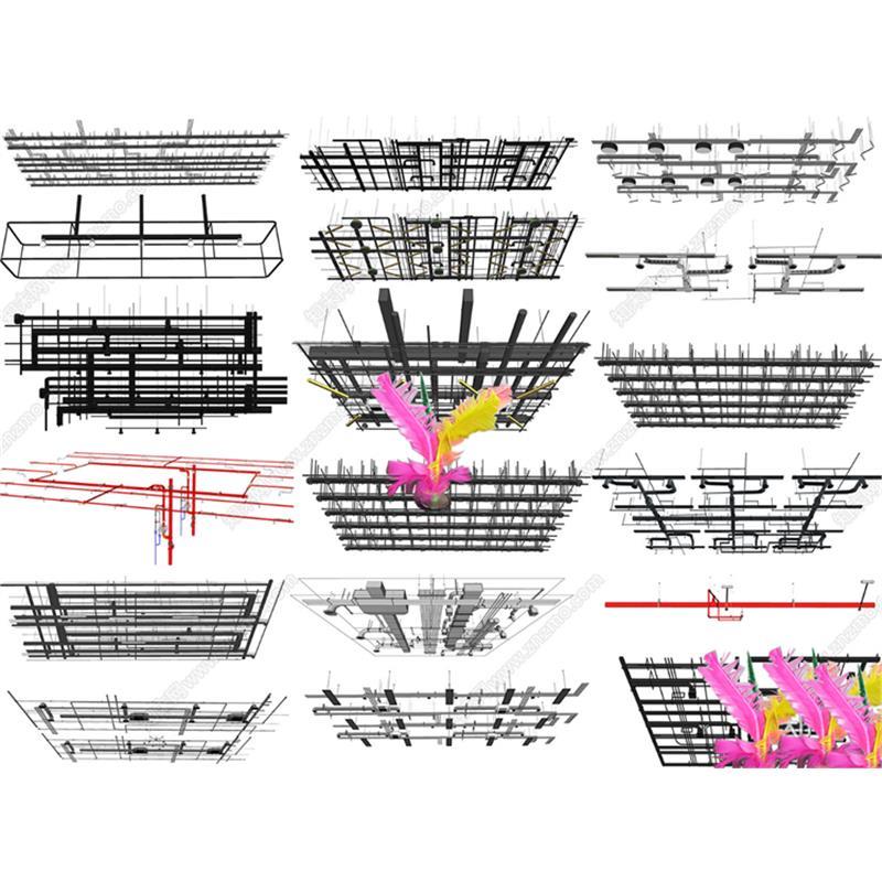 草图大师1605工业风管道吊顶 排风通风管道 消防管道天花管SU模型