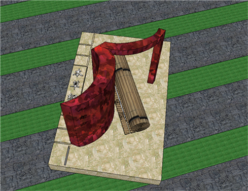 SU0616 sketchup模型库 SU模型 庭院景观 康缘药业工业园区书雕塑