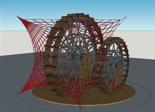 SU0265 sketchup模型库 SU模型 木质齿轮 景观小品 城市小品 9M