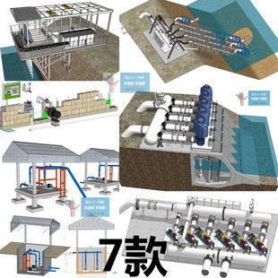 SU0248 农田抽水泵农业灌溉一体化取水泵站 废水处理设备 SU模型
