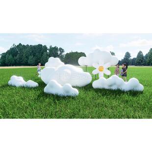 现代儿童游乐区装置 白云 花朵 艺术雕塑 云朵 草图大师SU模型