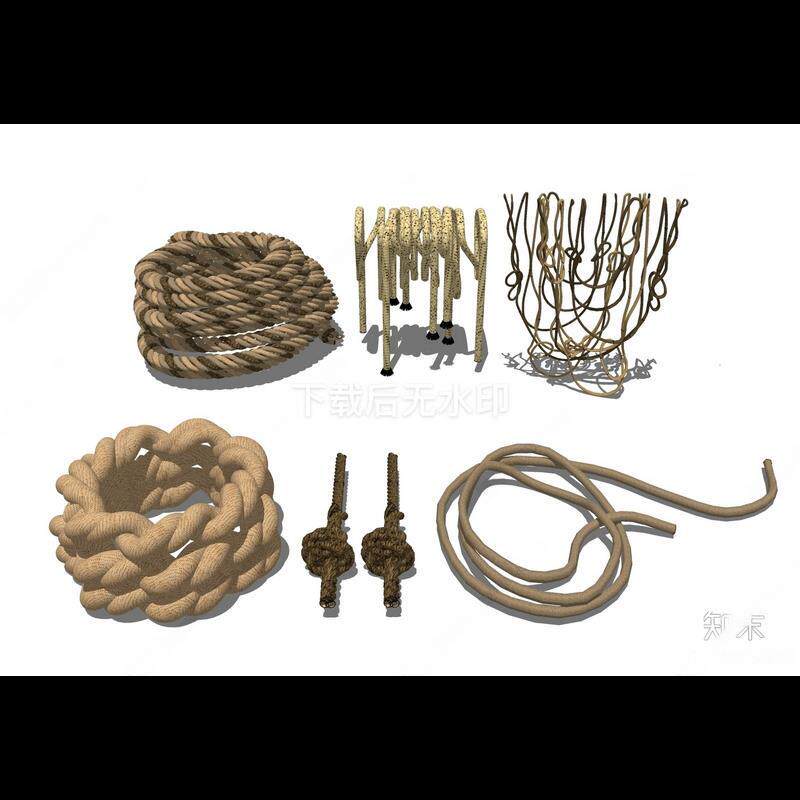 现代摆件 麻绳 绳子 绳结 绳索 绳 生活用品 草图大师SU模型
