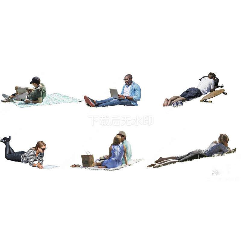 现代休闲人物 多人 躺姿看书人 男人女人 聊天人物草图大师SU模型