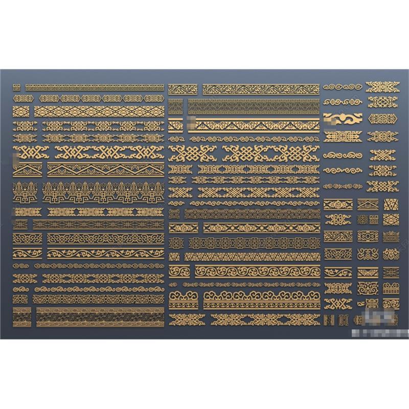 5859中式雕花 民族雕花 花边花纹 雕花构件 窗格角花装饰线SU模型