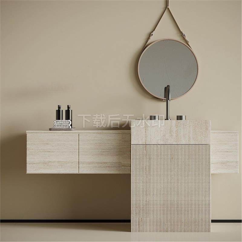 现代浴室台盆 洗手盆 台柱 镜子 装饰 水龙头 摆件草图大师SU模型