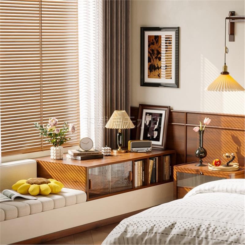 中古现代中古风卧室 飘窗 柜子 摆件 壁灯  挂画草图大师SU模型